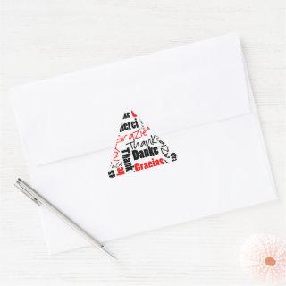 Red Black Multilingual Thank You Word Cloud Triangle Sticker