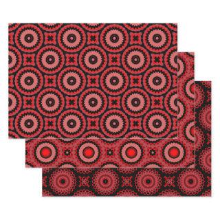Red Black Pink Ethnic Tribal Geometric Patterns  Sheets