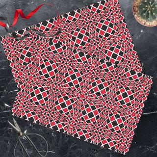 Red Black & White Op Art Geometric Pattern Tissue Paper