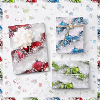 Red Blue and Green Christmas Ornaments  Sheets