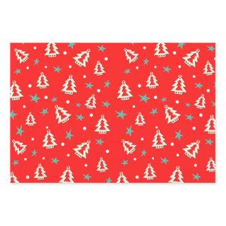 Red Blue Green Christmas Tree Stars Pattern   Sheets
