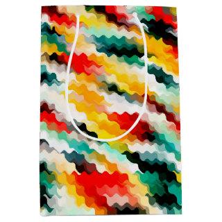 Red Blue Green Yellow White Abstract Pattern Medium Gift Bag