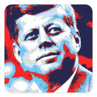 Red Blue Pop Art JFK John F. Kennedy Square Sticker