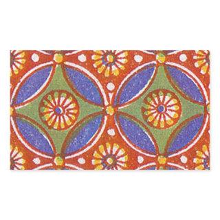 Red Blue Rustic Colorful Circle Egypt Art Pattern Rectangular Sticker