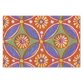 Red Blue Rustic Colorful Circle Egypt Art Pattern Tissue Paper