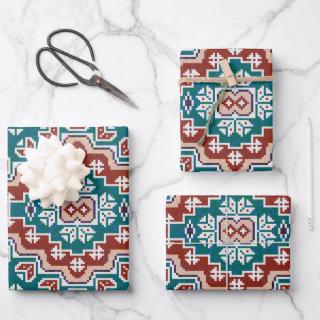 Red Blue Teal Native American Indians Navajo  Sheets