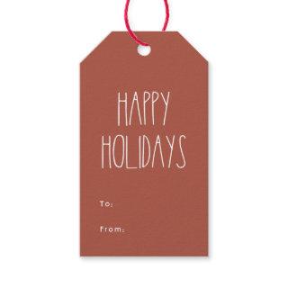 Red Boho Polka Dot Happy Holidays to from Gift Tags
