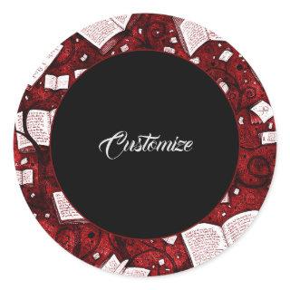 Red Books Background Classic Round Sticker