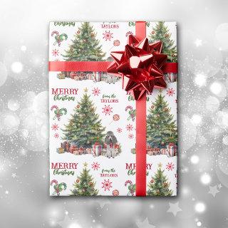 Red Bow Gray Miniature Poodle Dog Holiday Tree