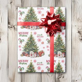 Red Bow White Maltese Dog Holiday Tree