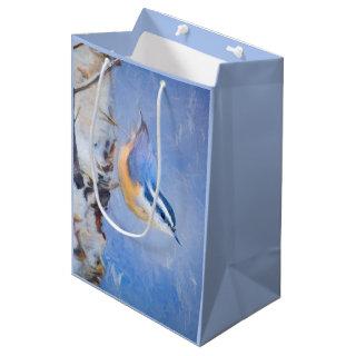 Red-Breasted Nuthatch Painting Original Bird Art Medium Gift Bag