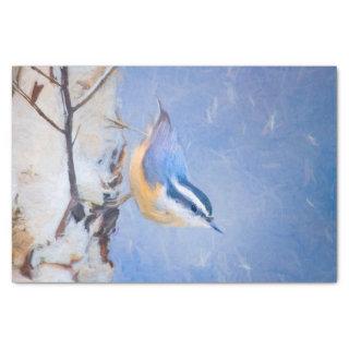 Red-Breasted Nuthatch Painting Original Bird Art Tissue Paper