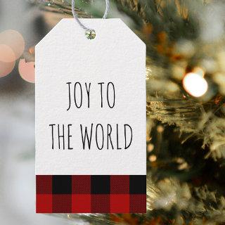 Red Buffalo Plaid & Joy to the World Christmas Gift Tags