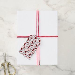 Red Buffalo Plaid Longhorn Pattern Gift Tags