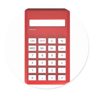 Red calculator calculator classic round sticker