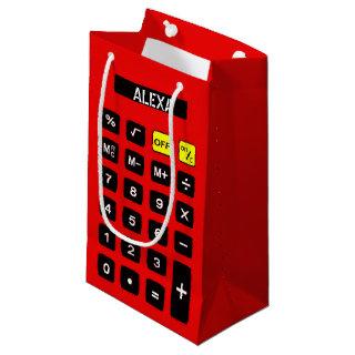 Red Calculator With Name For Birthday  Small Gift Bag