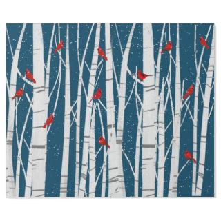 Red Cardinals In White Birch Trees