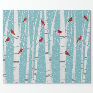 Red Cardinals On White Birch