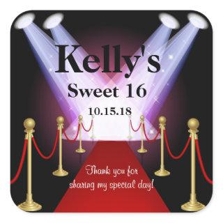 Red Carpet Hollywood Sweet 16 Party Favor Labels