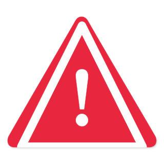 Red caution sign with exclamation mark icon triangle sticker