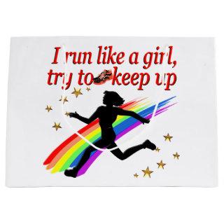 RED CHAMPION GIRL TRACK AND FIELD DESIGN LARGE GIFT BAG