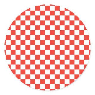 Red Checkerboard Classic Round Sticker