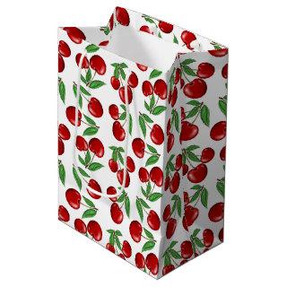 Red Cherries Graphic All Over Pattern Medium Gift Bag
