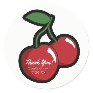 Red Cherries White Custom Party Favor Classic Round Sticker