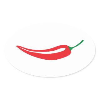 Red chili pepper oval sticker