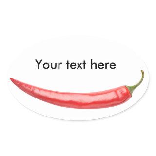 Red chili pepper oval sticker