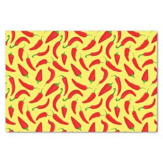 Red Chilli Pepper Pattern on Yellow Tissue Paper