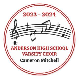 Red Choir Custom High School Graduation Party Classic Round Sticker