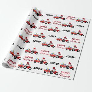 Red Christmas Tractor Truck Farm Custom Name