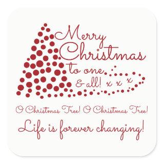 Red Christmas Tree, Festive Square Sticker