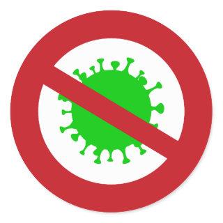 Red Circle No Virus with Green Germ  Classic Round Sticker