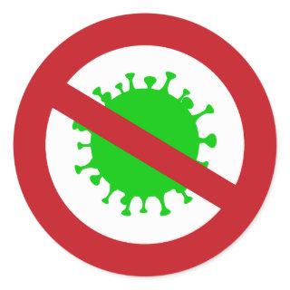 Red Circle No Virus with Green Germ  Classic Round Sticker