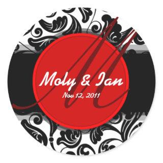 Red classic save the date wedding sticker A006