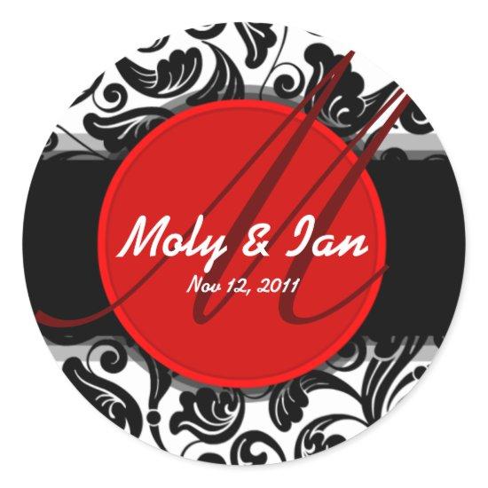 Red classic save the date wedding sticker A006