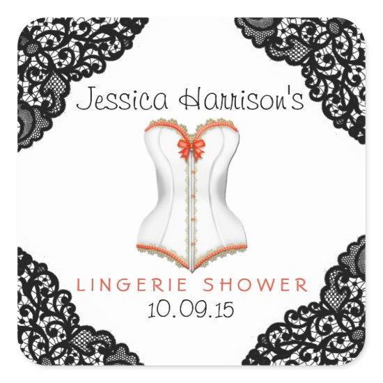Red Corset & Black Lace Lingerie Shower Stickers