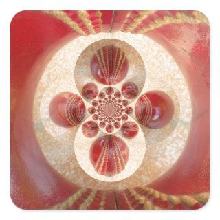 Red Cricket Balls Abstract Art Print Design Square Sticker