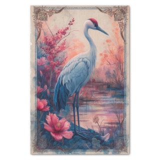 Red Crowned Crane Watercolour Tissue Paper