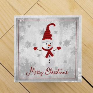 Red Cute Snowman Wine Gift Box
