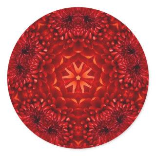 RED DAHLIA Abstract Floral Classic Round Sticker