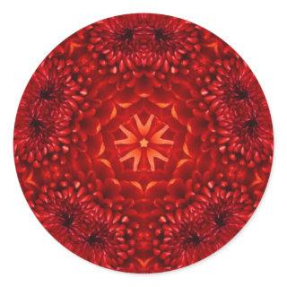 RED DAHLIA Abstract Floral Classic Round Sticker