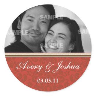 Red Damask Photo Sticker
