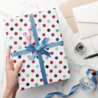 Red Dark Teal and Jade Green Polka Dot Pattern