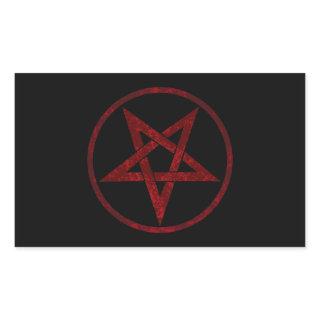 Red Devil Pentagram Rectangular Sticker