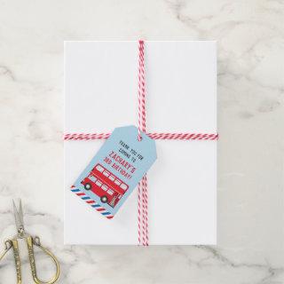 Red Double Deck London Bus Party Thank You Tags