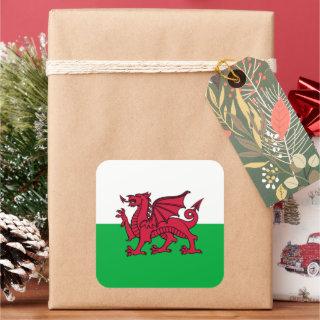 Red Dragon Celtic Flag of Wales & Welsh Square Sticker