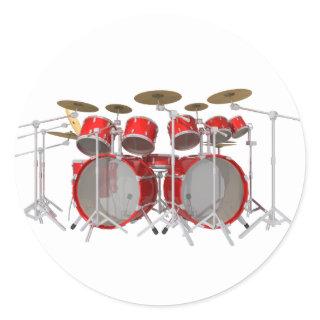 Red Drum Kit: 10 Piece: Classic Round Sticker